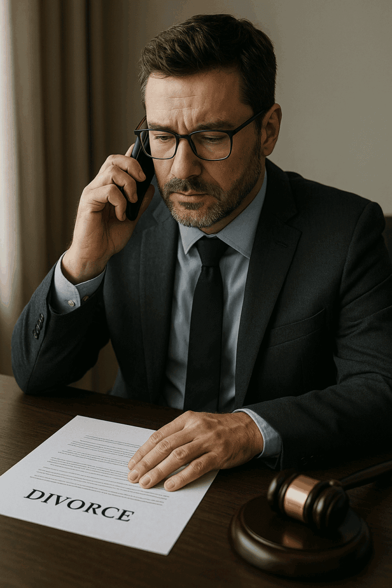image of divorce lawyer being called