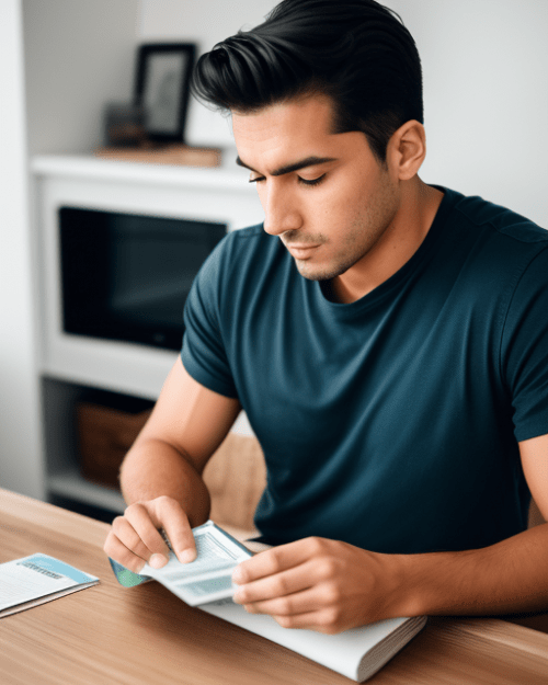 picture of man looking at checkbook