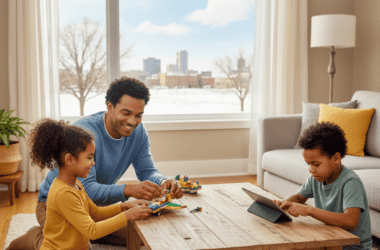 family playing together